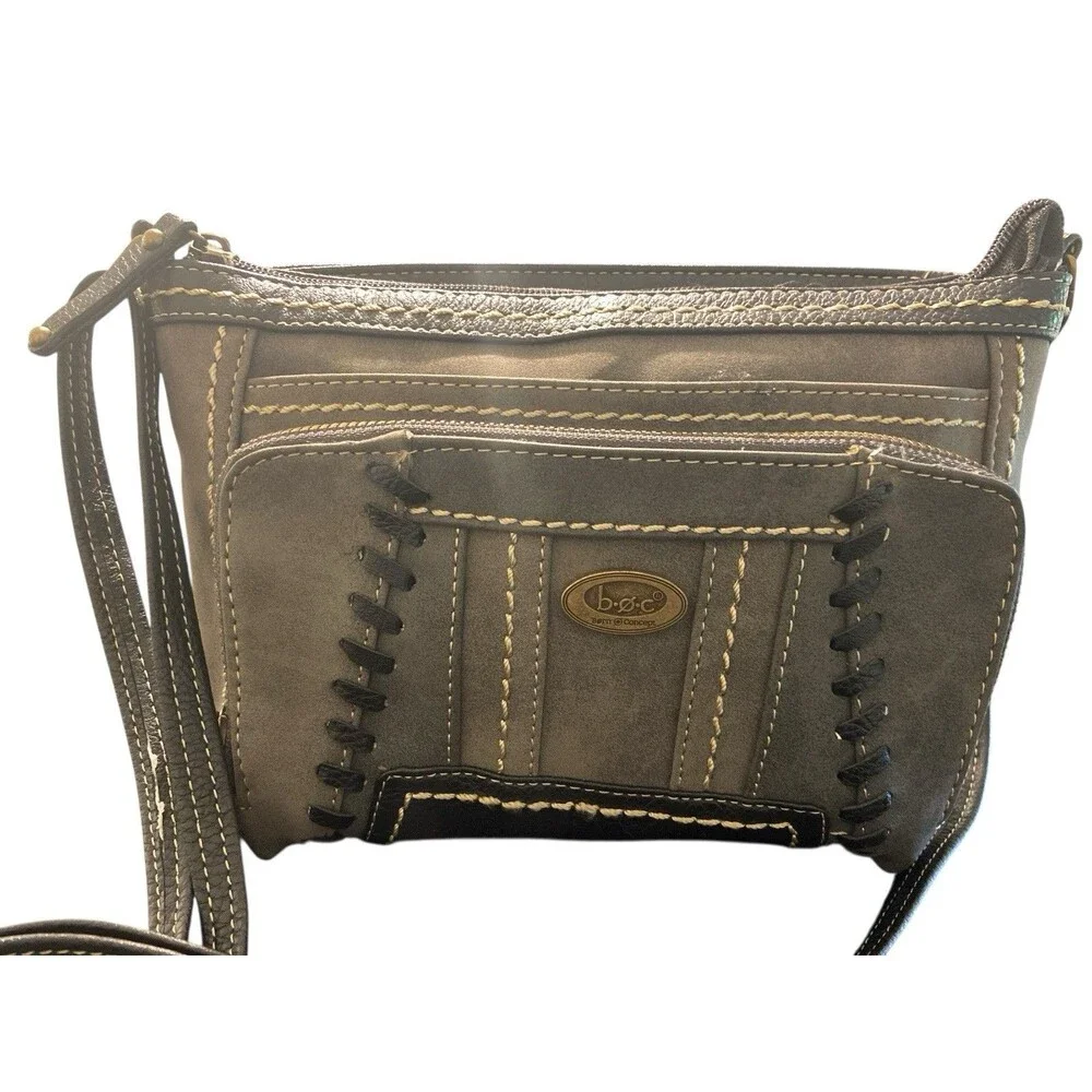 B.O.C‎ Born Concept Gray/ Black Crossbody Purse Faux Leather